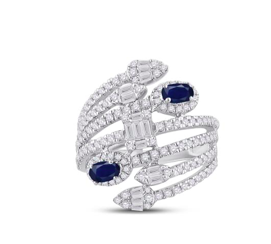 14K Oval Blue Sapphire Cocktail Ring