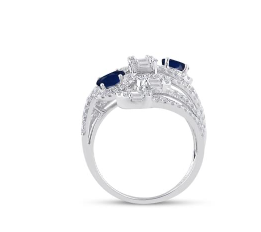 14K Oval Blue Sapphire Cocktail Ring