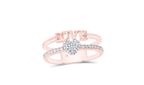 10K Diamond Heart Love Ring