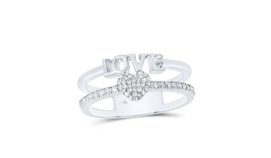 10K Diamond Heart Love Ring