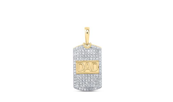 10K DAD Dog Tag Diamond Pendant