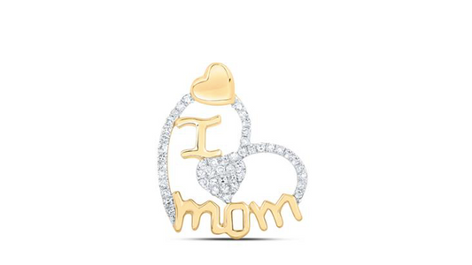 10K I LOVE MOM Diamond Pendant