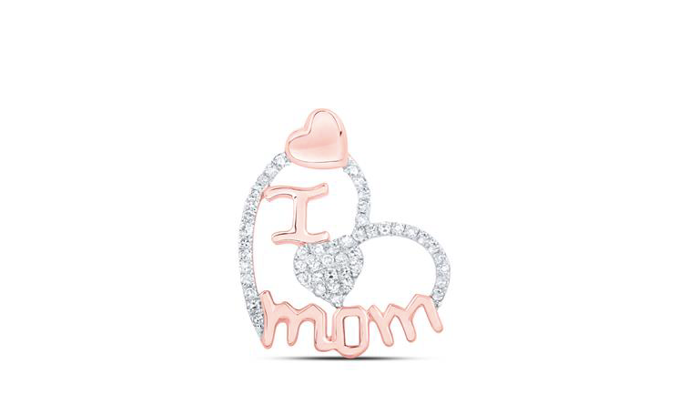 10K I LOVE MOM Diamond Pendant