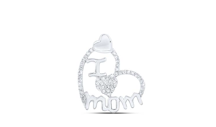 10K I LOVE MOM Diamond Pendant