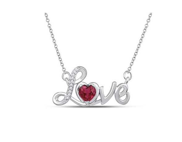 Sterling Silver Love Ruby Heart Necklace