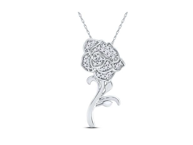 10K Diamond Rose Pendant