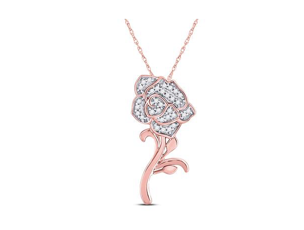 10K Diamond Rose Pendant