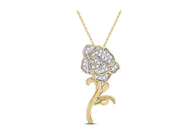 10K Diamond Rose Pendant