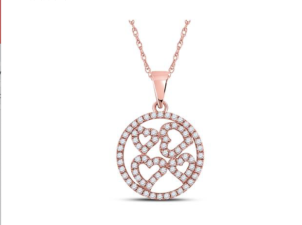 10K Heart Diamond Circle Pendant