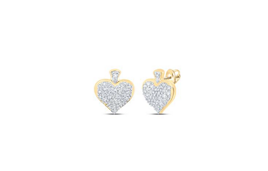 10K Round Diamond Heart Earrings