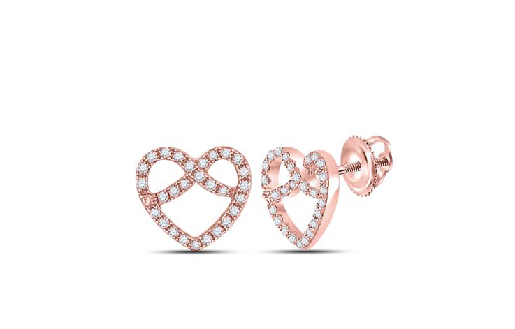 Rose Gold Pretzel Heart Earrings