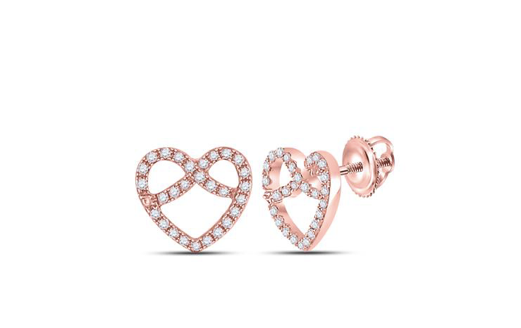 Rose Gold Pretzel Heart Earrings