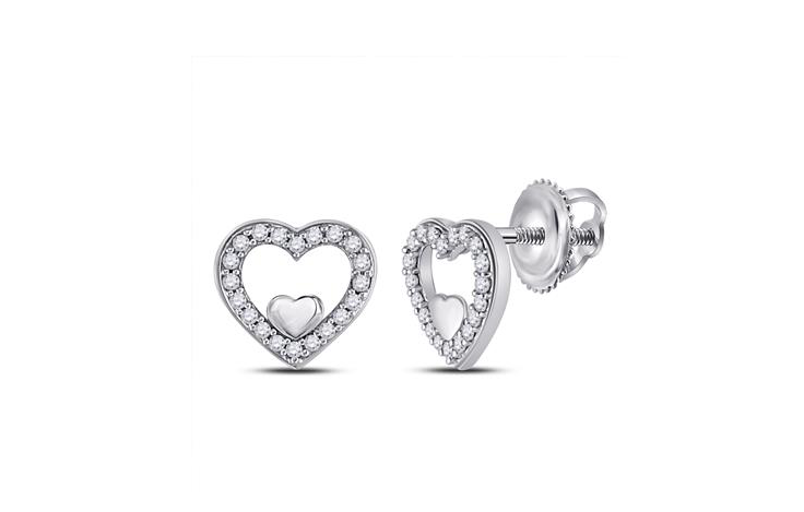 10K Diamond Heart Earrings