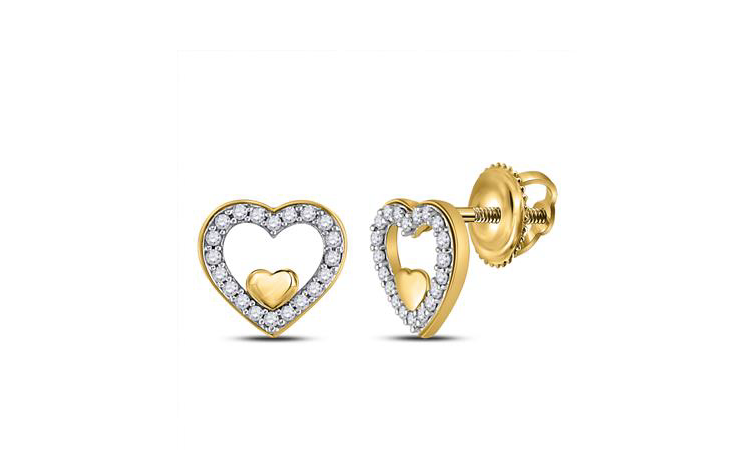 10K Diamond Heart Earrings