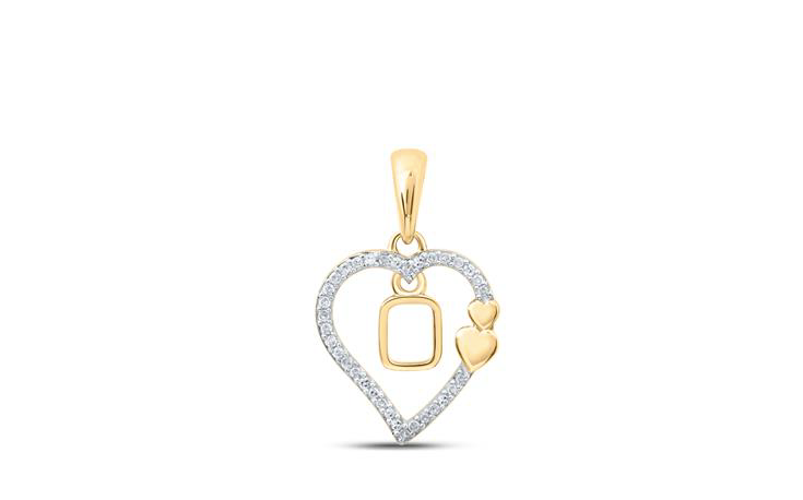 Double Hearts Diamond Initial O