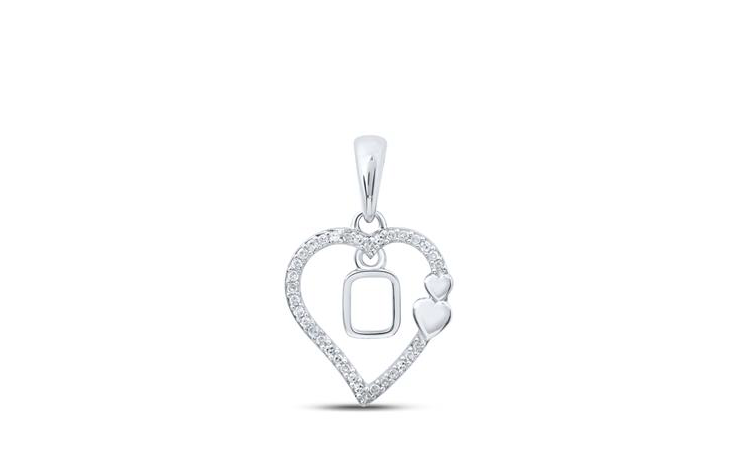 Double Hearts Diamond Initial O