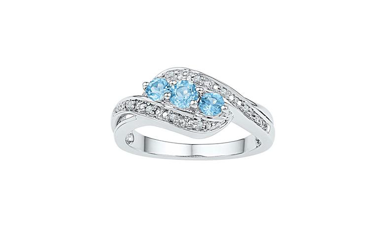 Sterling Silver Lab Blue Topaz 3-Stone Ring
