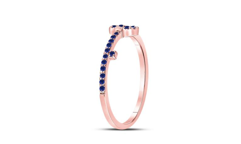 10K Natural Blue Sapphire Key Band Ring