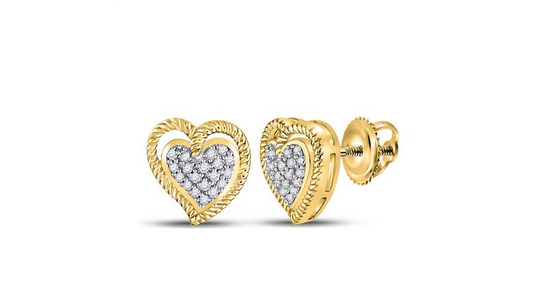 10K Rope Heart Diamond Earrings