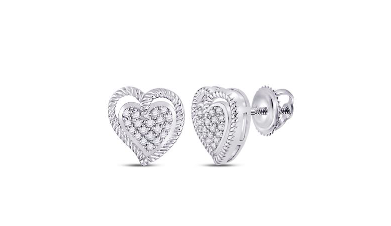10K Rope Heart Diamond Earrings