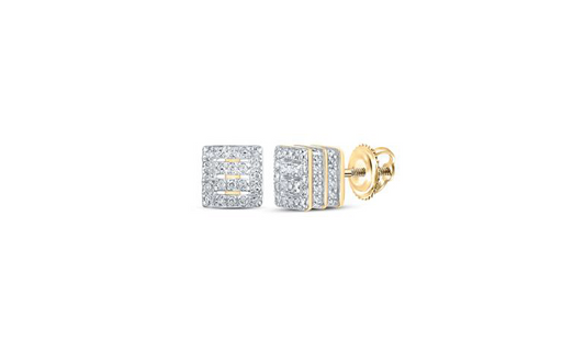 10K Double Row Diamond Earrings