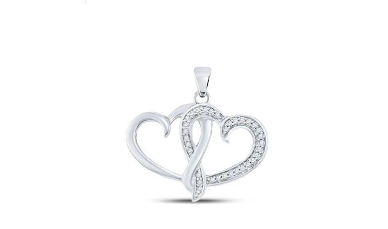 10K Double Joined Diamond Heart Pendant