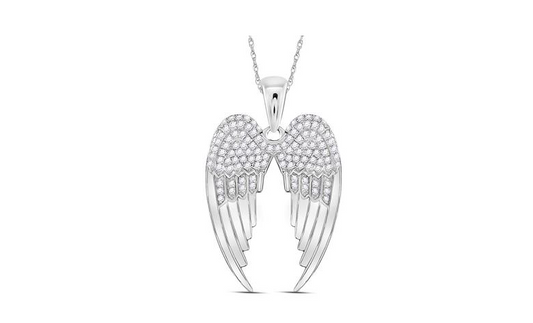 Sterling Silver Diamond Angel Wings Charm