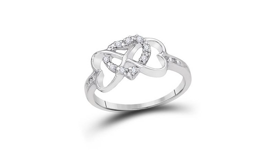 Sterling Silver Infinity Heart Diamond Promise Ring
