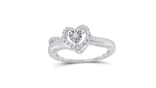 Sterling Silver Heart Diamond Promise Ring