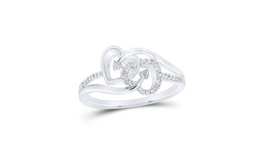 Sterling Silver Double Heart Diamond Promise Ring