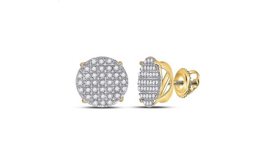 10K Round Circle Diamond Earrings