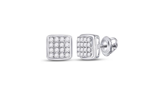 10K Diamond Square Earrings