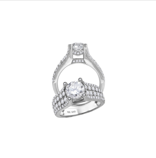 Sterling Silver White Sapphire Engagement Ring