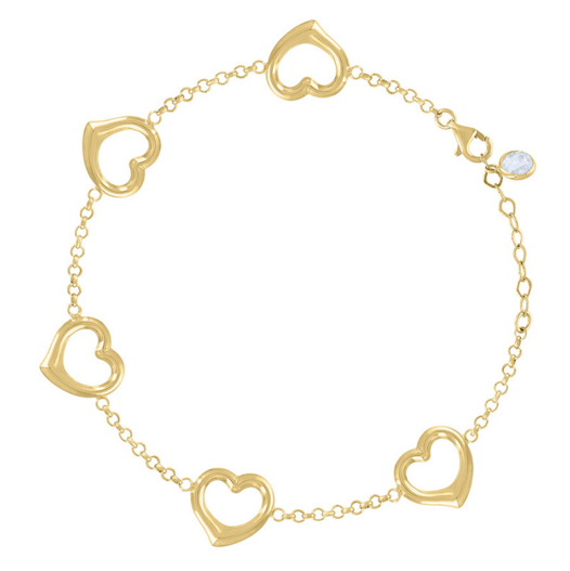14K Open Hearts Gold Bracelet