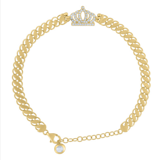 10K White Sapphire Crown Bracelet