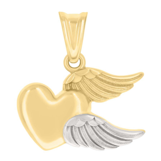 10K Heart Wings Charm