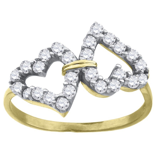 10K Double Heart Promise Ring